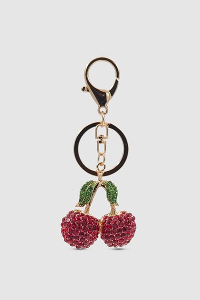 Wuclo Lobster Clip Stone Green Leaf Cherry Bag Charm Red