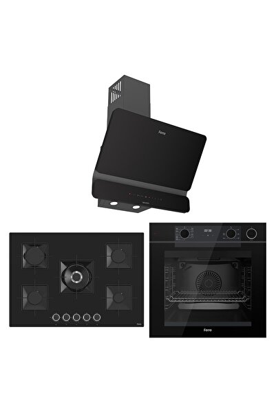 Ferre New Fryart&Steamart SS 5 Gözlü Seriisi Ultra Sessiz Siyah Ankastre Set ( QEP64CS-SS035-D080)