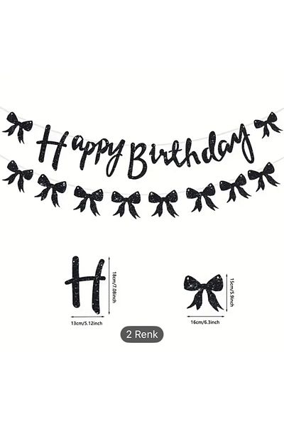 Partifabrik Στολίδι τοίχου με θέμα το φιόγκο Happy Birthday Glitter