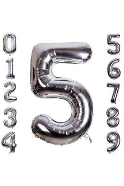 Modafiks Silver Color Foil Number Balloon 1 Meter