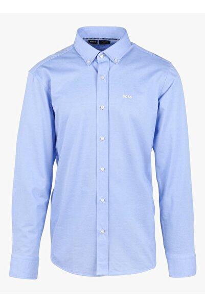 BOSS Erkek Marka Logolu Düğmeli Gömlek Yaka Uzun Kollu Beyaz Gömlek 50469378-450