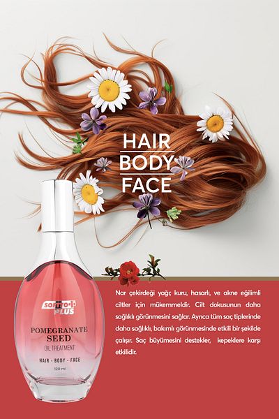 Softto Plus Pomegranate Hair, Face and Body Oil That Gives Skin Shine and Vitality 120 ml