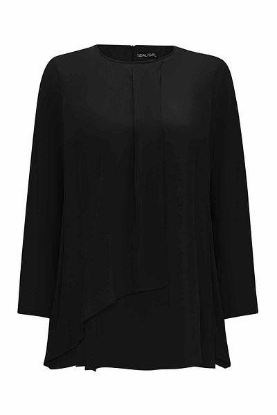 MISS DALIDA Black Front Moving Cut Cupro Tunic T25Y-6026