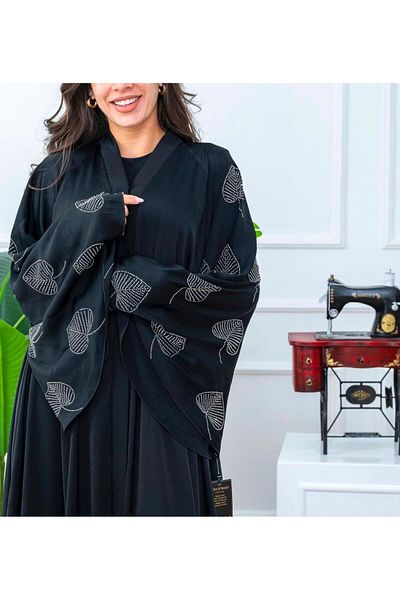al bent al sharqieh Belted Detailed Black Abaya with shawl