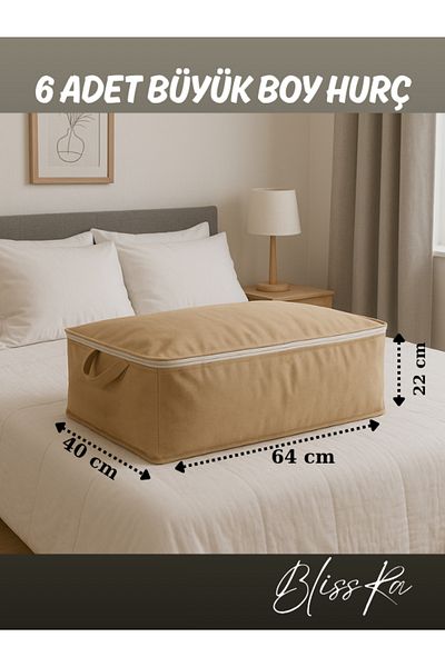 Blissra Underbed Storage Bag Set of 6 64X40X22Cm – Milk Brown Color |   Soft Fabric Storage Bag