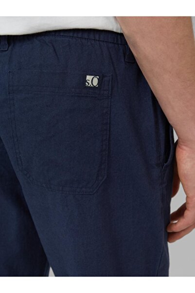 s.Oliver Chino pants, men, Detroit, linen and cotton blend, elastic waist, Dark Navy