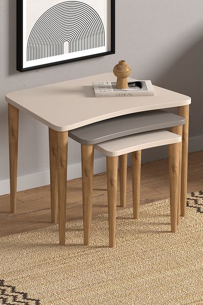 Monte Sehpa Nero Nesting Table Cream Cap Cream