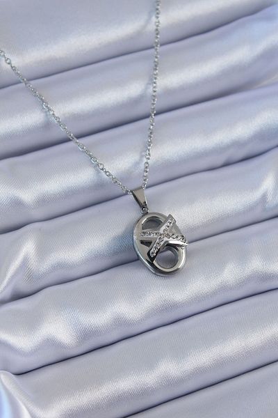 Skygo 316L Steel Silver Color Zircon Stone Women's Necklace - TJ-BKO7634