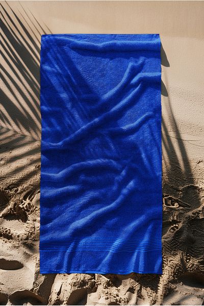 Ellaline Navy Blue Beach Towel 100% Cotton Certified Sea & Pool Towel 70X140Cm