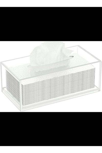 SMARTPOINTS Acrylic Tissue Box, Clear Facial Tissue Holder Case Dispenser Napkin Organizer for Bathr