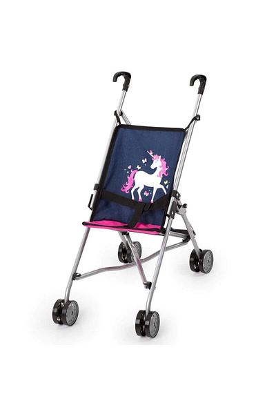 Bayer Carucior pentru papusi Bayer Buggy albastru cu unicorni 30154AA