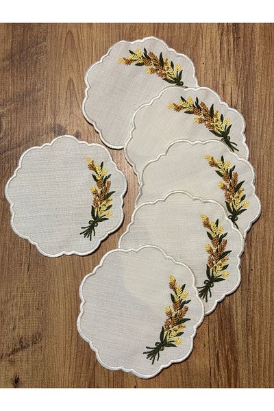 sielta 6 Pieces Ecru Presentation Napkin Coasters Cocktail Napkin, Coffee Side Presentation