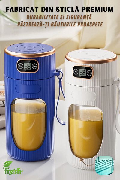 clickzu Clickzu portable blender, 400ml, 10 blades, digital display, self-cleaning, USB, premium glass