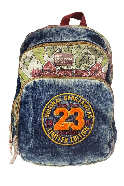 Old Cotton Quality Colorful Vintage Disayn Backpack Trip School Travel Bag 30cm X 42cm