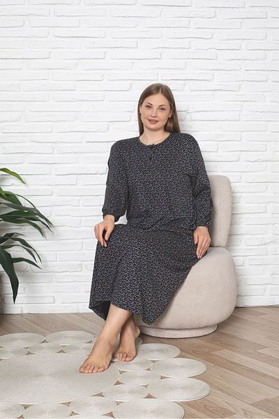 Asel Γυναικείο Χιτζάμπ Βαμβακερό Φόρεμα με σχέδιο Plus Size Lycra