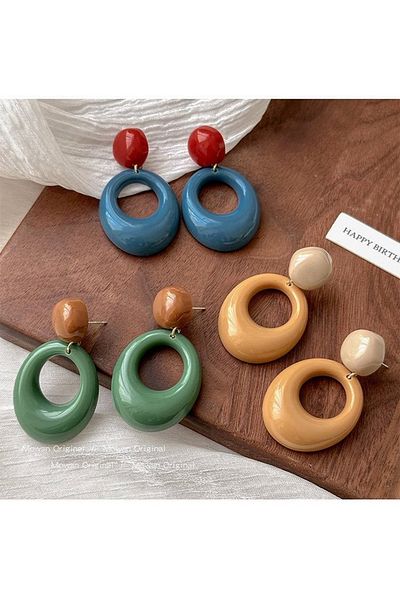 çelik takı design أقراط فولاذية مزخرفة أنيقة من الخشب الطويل