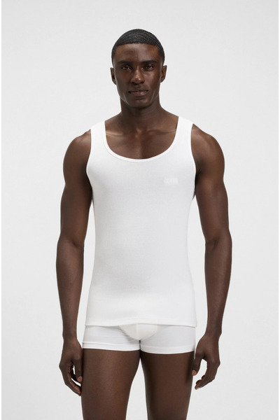 BOSS Men's Regular Fit Round Neck 100% Cotton 3 Pack White Undershirt 50542132-100