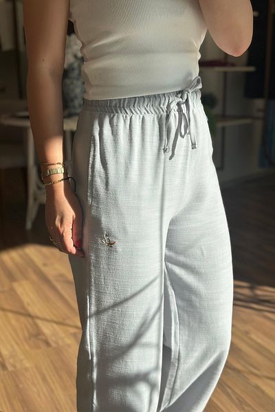 Unique Boutique Gray Elastic Waist Cotton Loose Crotch Trousers