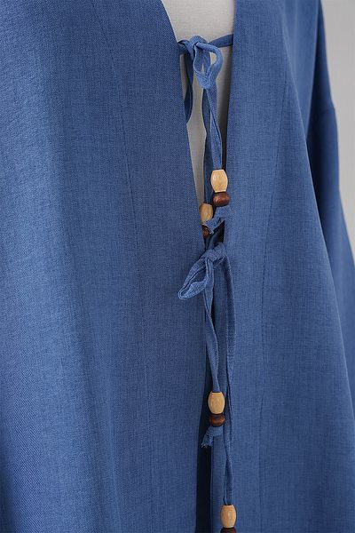 Merterium Women's Linen Kimono Trousers Double Set 1003 - Indigo