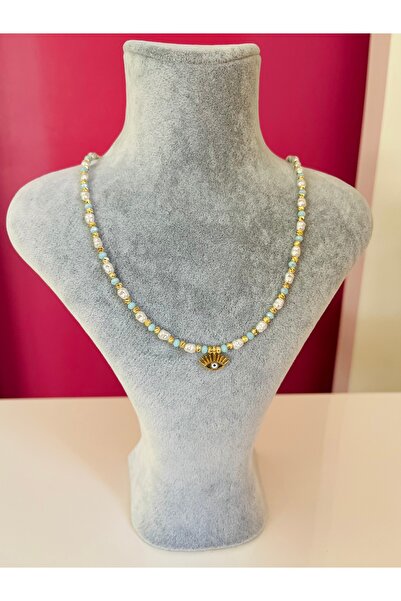 Asteria Jewelry Nazar Göz Detaylı İnci Kolye- Minimal Nazar Kolyesi