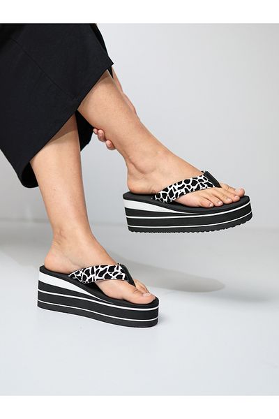 HANOX Aphrodite High Platform Heel Black Women's Flip Flops Beach Slippers Flip Flops (7.0) cm