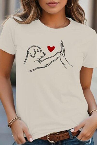 Mossta Μπλούζα από βισκόζη με στάμπα σκύλου με λαιμόκοψη - Λευκό