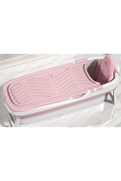 Un Foldable bathtub and shower for adults with convenient features and space-saving design, pink