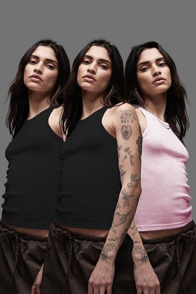 The Champ Clothing Дамски комплект от 3 части, черно-черно-розово, ребрена тениска