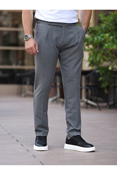 BASEL.CO Old Money Pileli Likralı Kumaş Pantolon