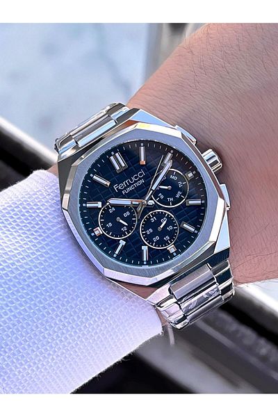 Ferrucci 2 Year Guarantee Steel Cord Inner Dial Features Active 3 Atm Men Wrist Watch Ef.03372.05