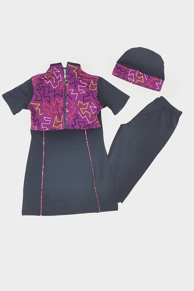 bigiyin Half Sleeve Children's Swimsuit Zipper Children's Swimsuit Short Sleeve Swimsuit Short Sleeve Girls' Swimsuit