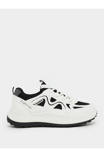 Styli Color Block Lace-Up Chunky Sneakers with Back Pull Tab