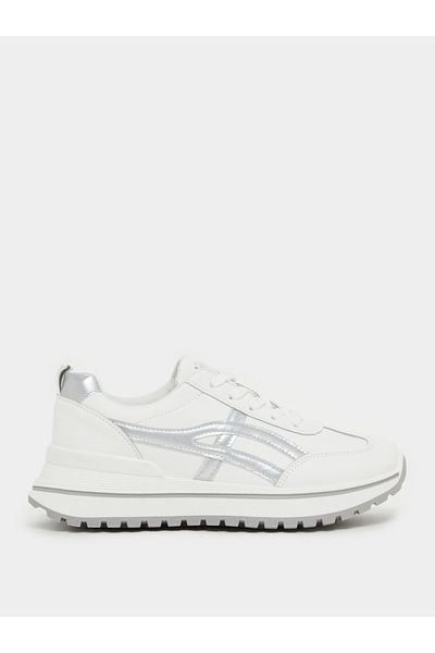 Styli Round Toe Lace-Up Chunky Sneakers with Back Pull Tab
