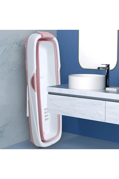 Un Foldable bathtub and shower for adults with convenient features and space-saving design, pink