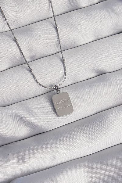 Skygo 316L Steel Silver Color Square Charm Model Necklace - Tj-Bko8927