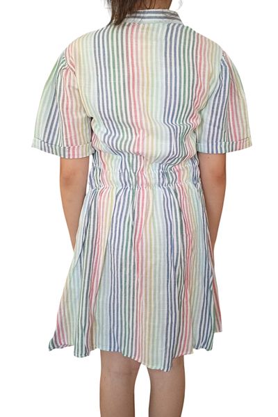 İrem Çocuk Giyim Girl's Bee Block Button Closure Midi Length Colorful Dress