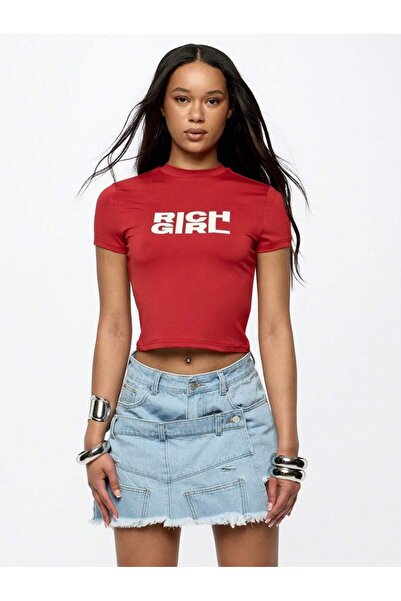 OVER HEAD Tricou Y2K Rich Girl imprimat Bayb pentru femei