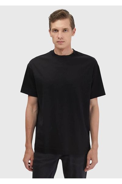 Ramsey Schwarzes T-Shirt mit Rundhalsausschnitt aus 100 % Baumwolle