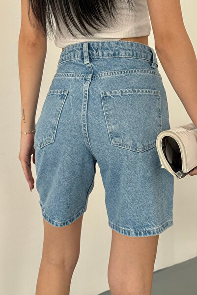 alanora Kadın Yüksek Bel Straight Fit Şort Jeans