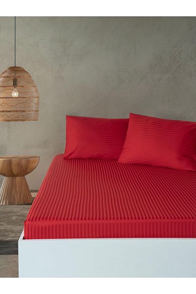 PATRON SHOES 100% Cotton Satin Elastic Sheet Set with Cylinder Pvc Bag