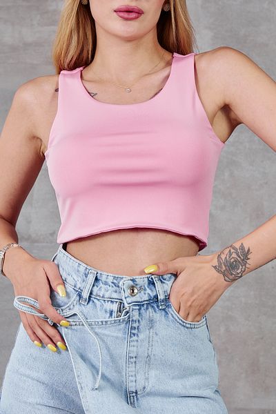 DPARİS Thick Strap Crop Scuba Tank Top