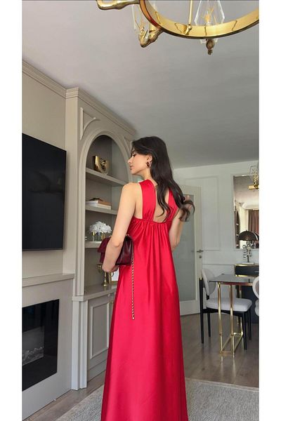 HAZELANNA Tok Satin Red Dress