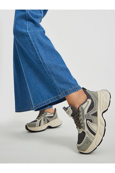 Styli Color Block Lace-Up Chunky Sneakers with Back Pull Tab