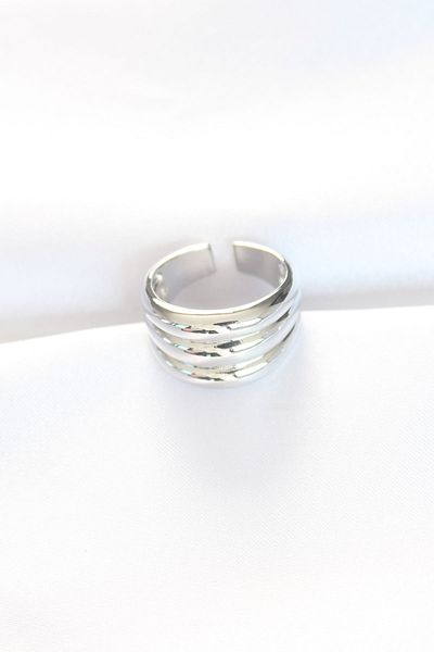 Skygo Silver Color Adjustable Striped Bombe Ring - Tj-Byk3118