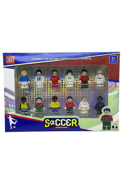 JPT Set of 12 football player figures compatible with Blockheroes building blocks