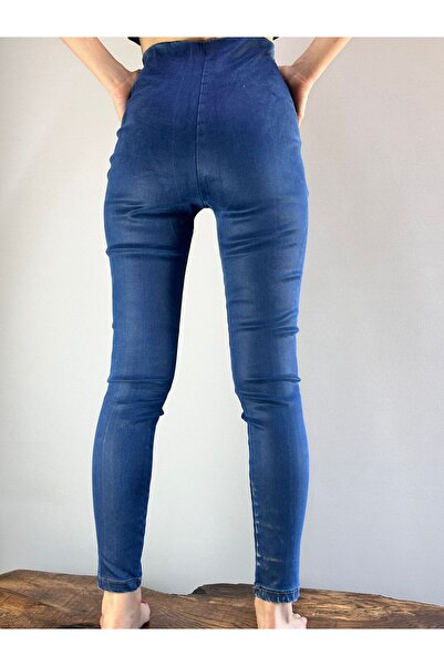 Gönülden Tasarım DÜĞME DETAYLI LİCRALI KOT PANTOLON S BEDEN