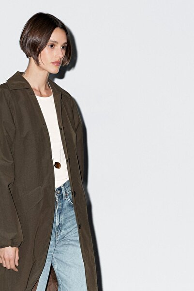 Massimo Dutti Düğme detaylı teknik kumaş trençkot