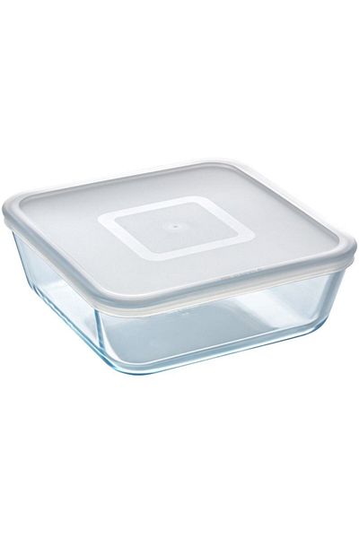 Pyrex Caserola patrata cu capac, Pyrex Cook & Freeze, sticla termorezistenta, 20 x 20 x 7 cm, 2 L