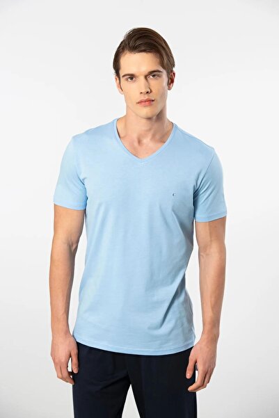 Cacharel Ανδρικό μπλουζάκι με λαιμόκοψη V, 50% βαμβάκι 50% Modal