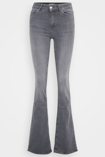 thesunfyre بنطلون جينز ليكرا عالي الخصر ذو أرجل إسبانية رمادي اللون للنساء